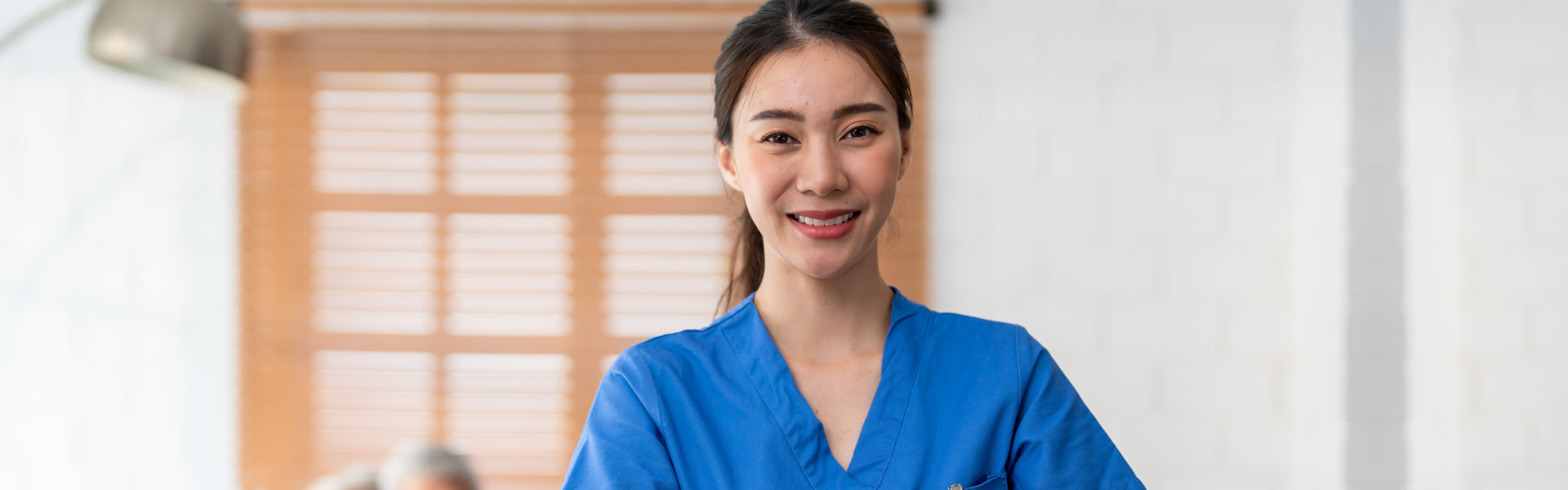 pretty caregiver smiling