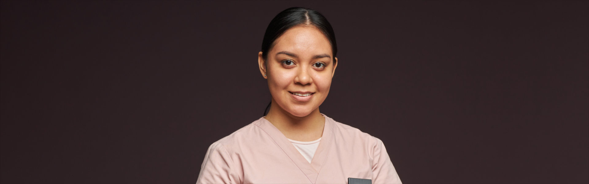 pretty caregiver smiling